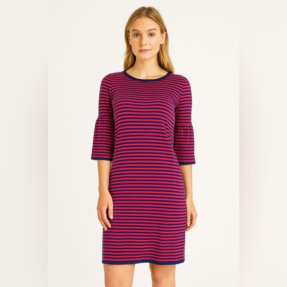 Sail to Sable Striped Bell Sleeve Shift Dress Size Large